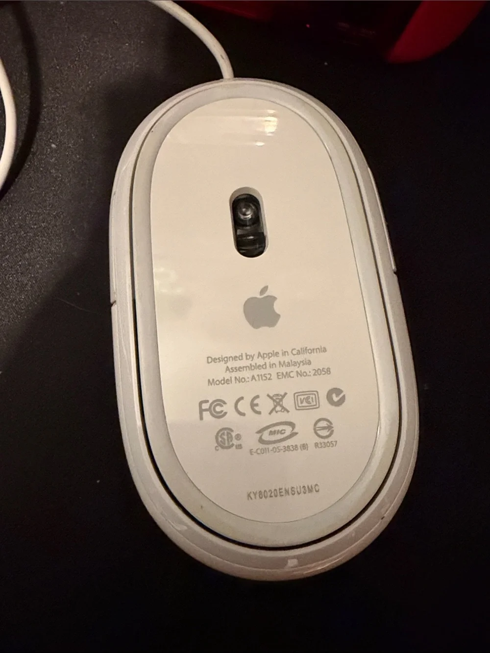 Apple “Mighty Mouse” White Wired USB Mouse - Tested/Working